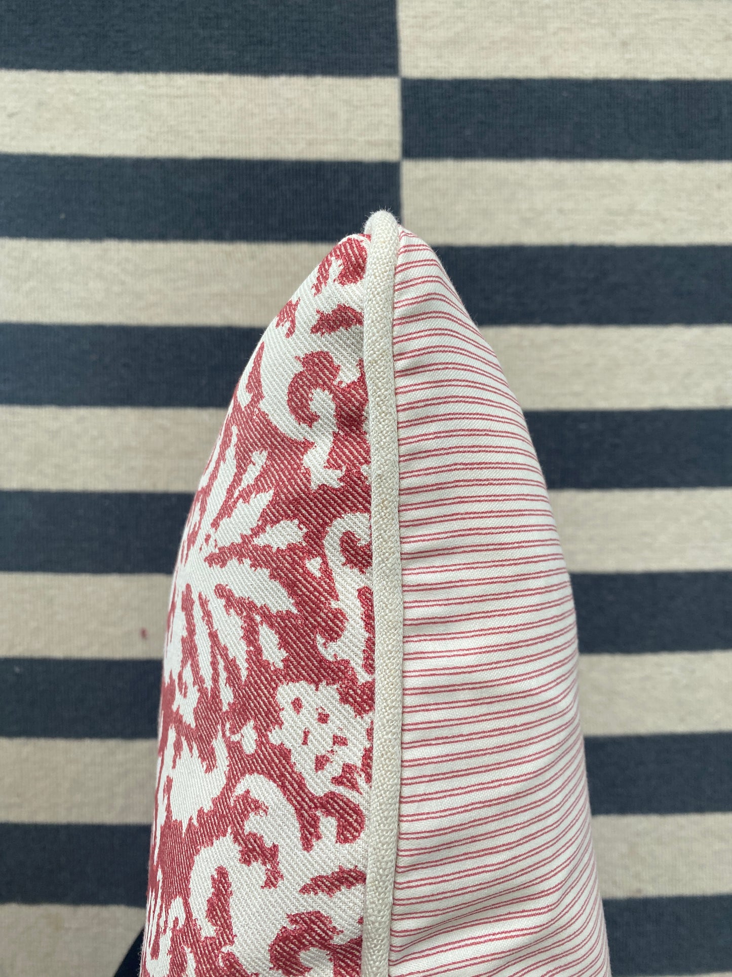 Red abstract + red stripes Cushion