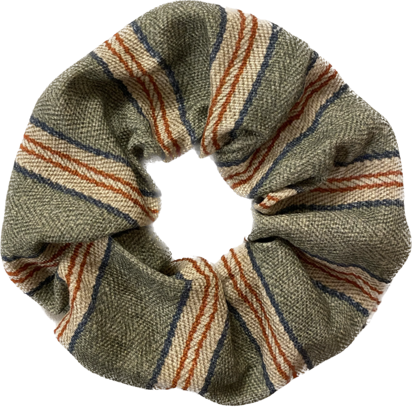 Extra wide green stripped scrunchie