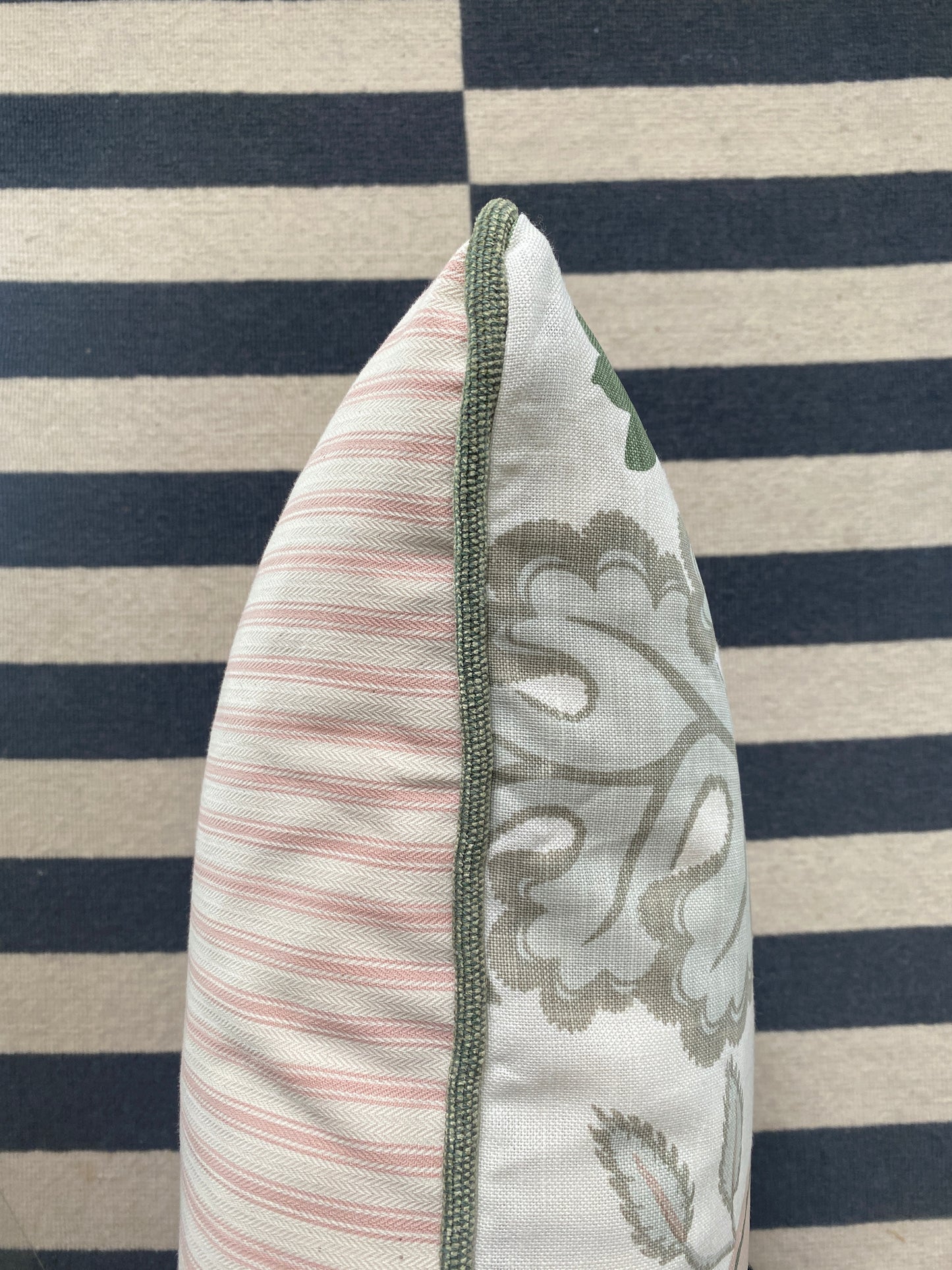 Green carnival + pink ticking Cushion