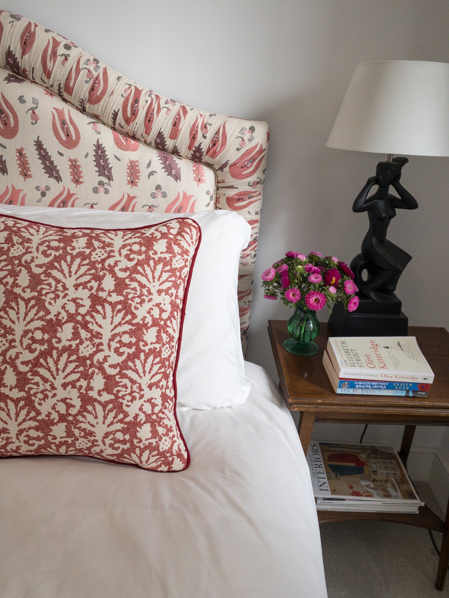 Red Fermoie + blue stripes Cushion