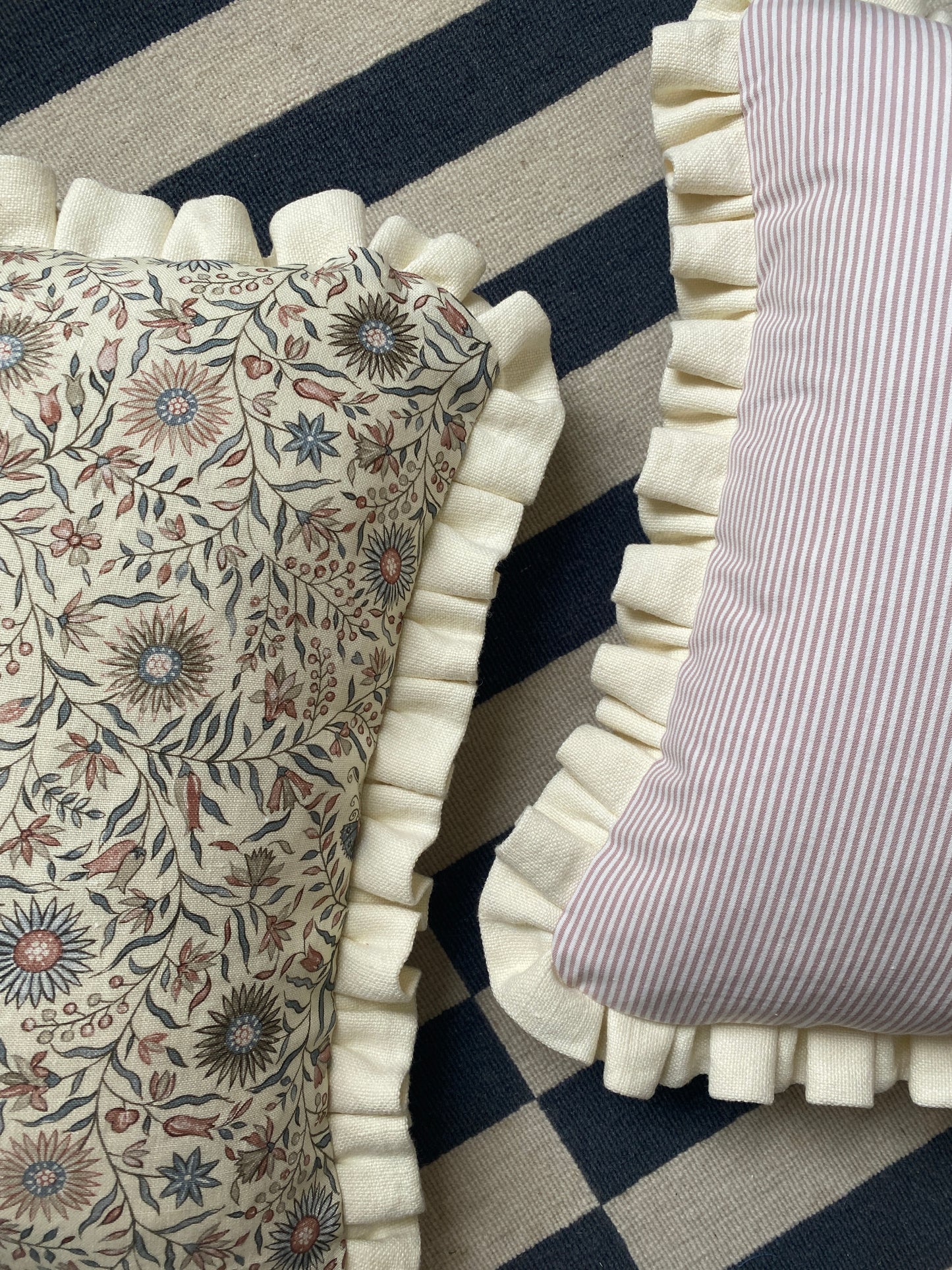 Floral + cream frill Cushion