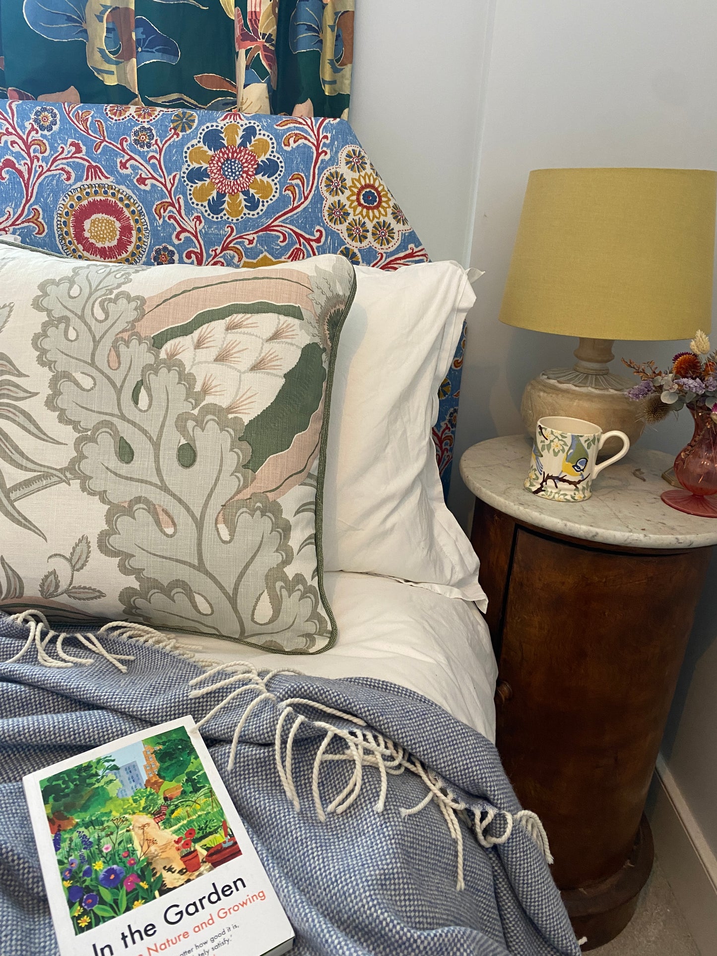 Green carnival + pink ticking Cushion
