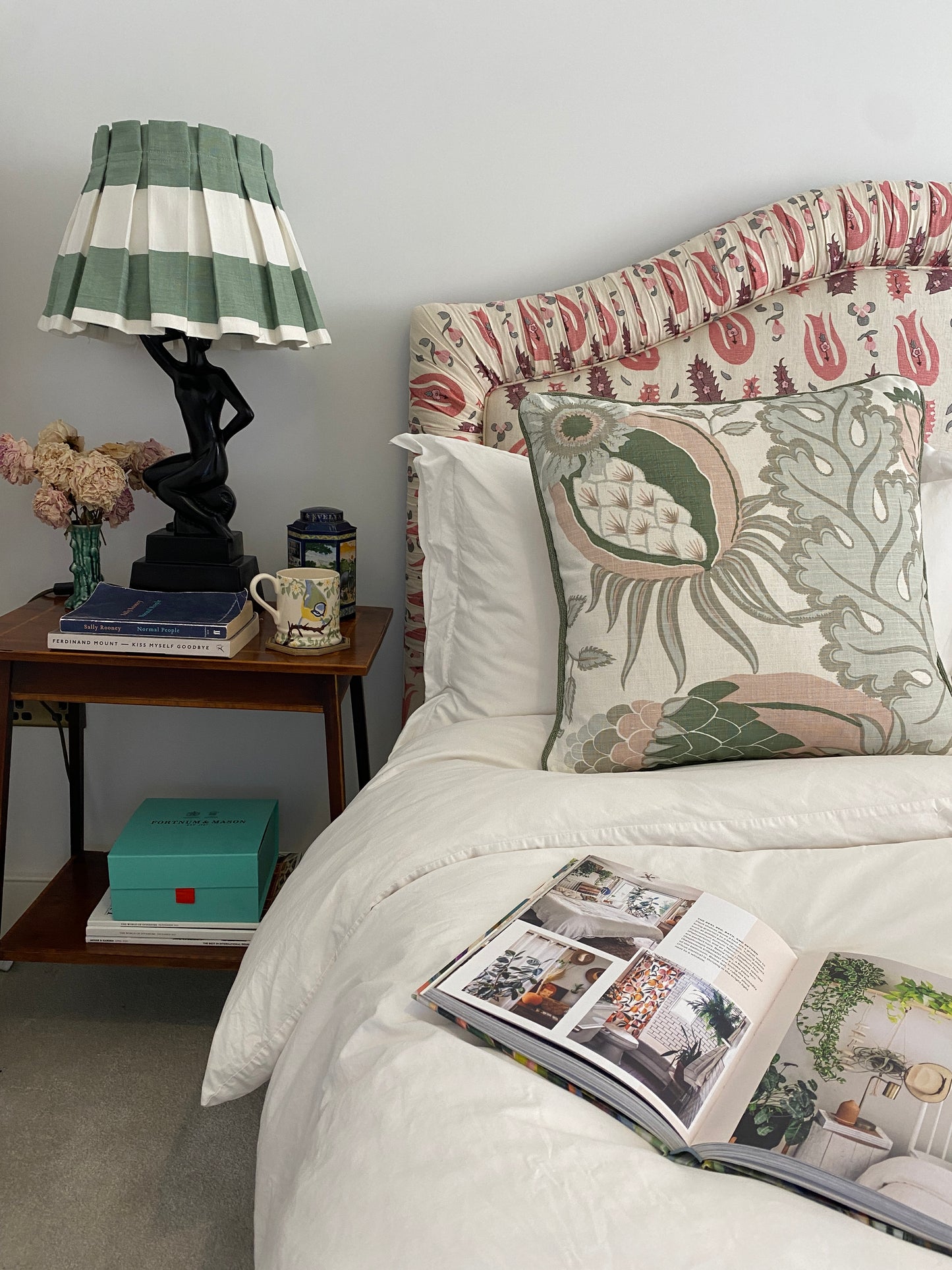 Green carnival + pink ticking Cushion