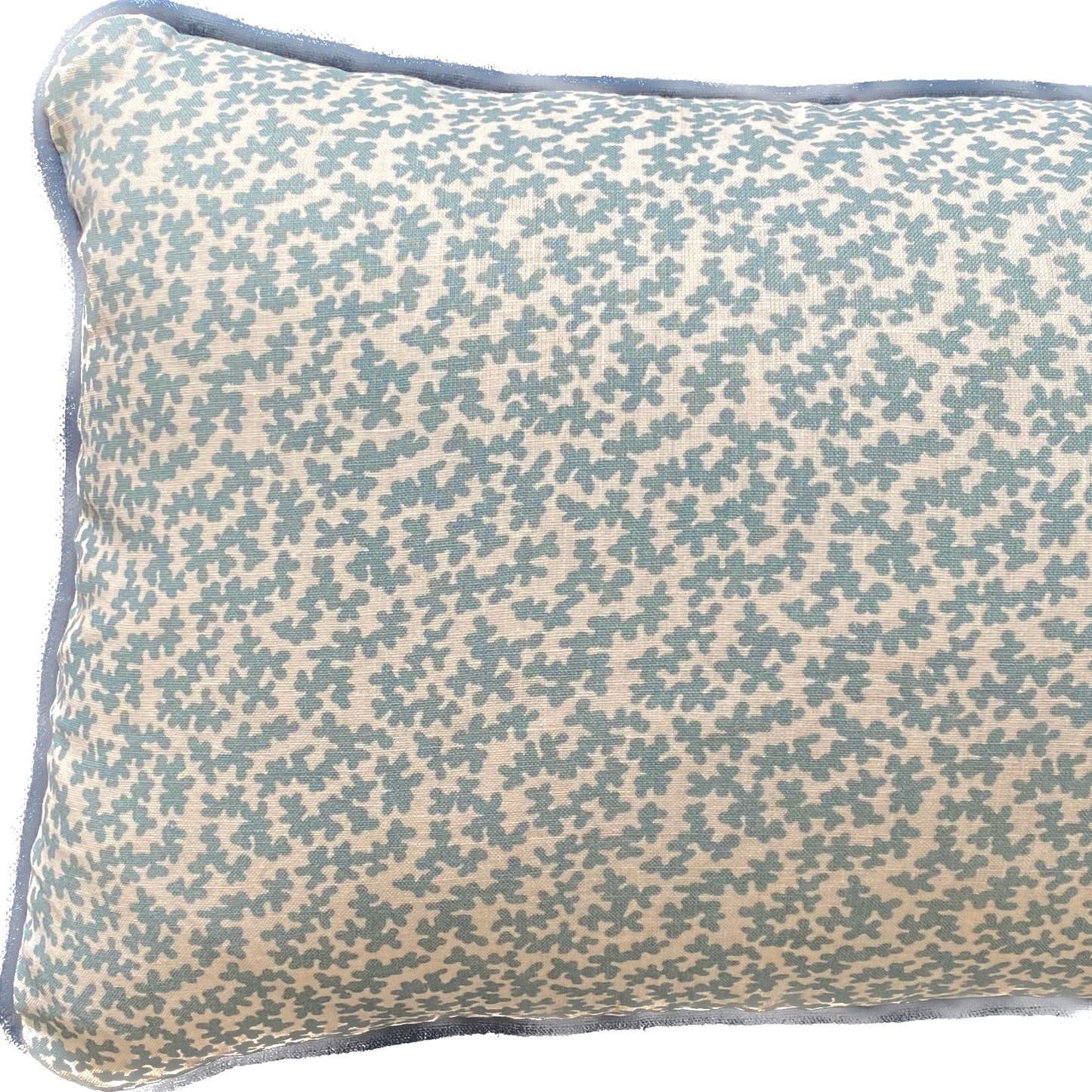 Blue seaweed + blue piping Cushion