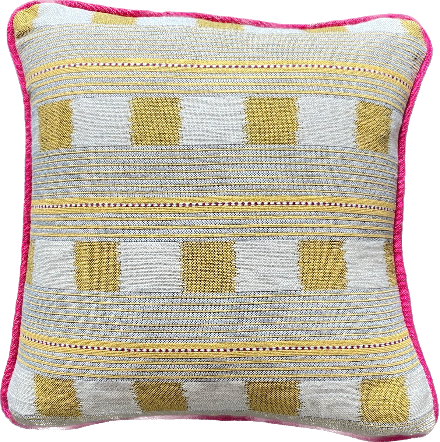 Yellow square stripe + blue stripe Cushion