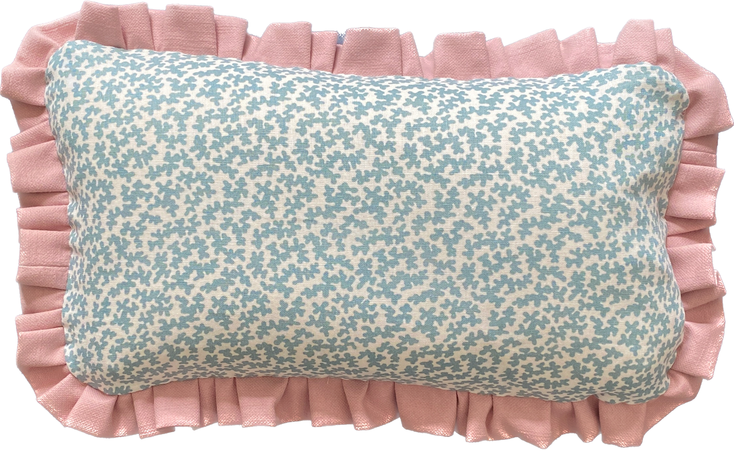 Blue seaweed + pink frill Cushion