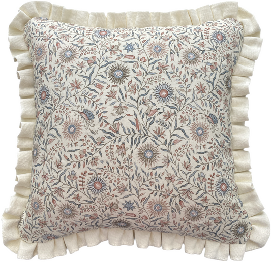 Floral + cream frill Cushion