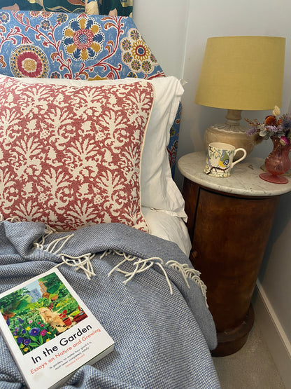 Red abstract + red stripes Cushion