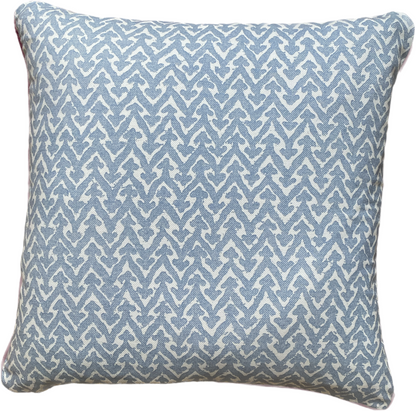 Blue geo + red piping Cushion