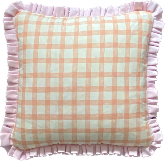 Peach Gingham with pale pink frill